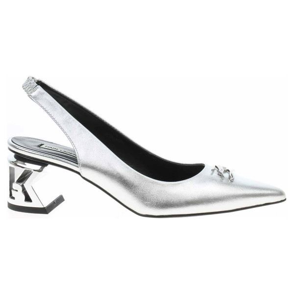 detail Dámske lodičky Karl Lagerfeld KL30617 1SL Silver Textured Lthr