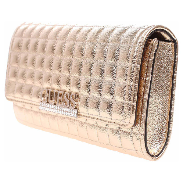 detail Guess dámská kabelka Matrix Laminated Quilted Clutch gold