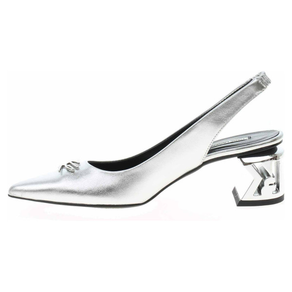 detail Dámske lodičky Karl Lagerfeld KL30617 1SL Silver Textured Lthr