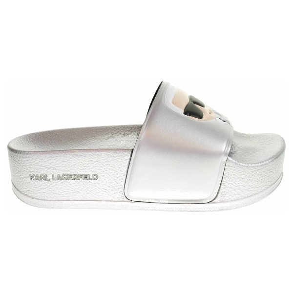 detail Dámske plážové papuče Karl Lagerfeld KL80805 VSL silver rubber
