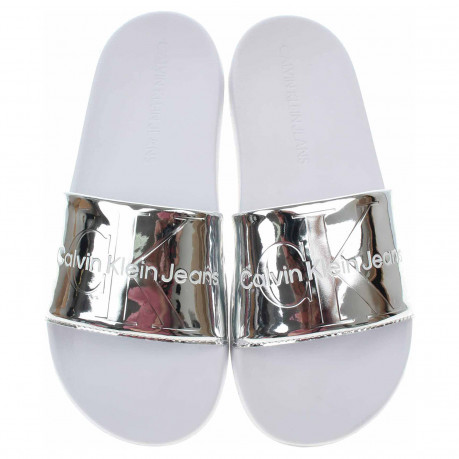 Dámske plážové papuče Calvin Klein YW0YW00638 00T silver